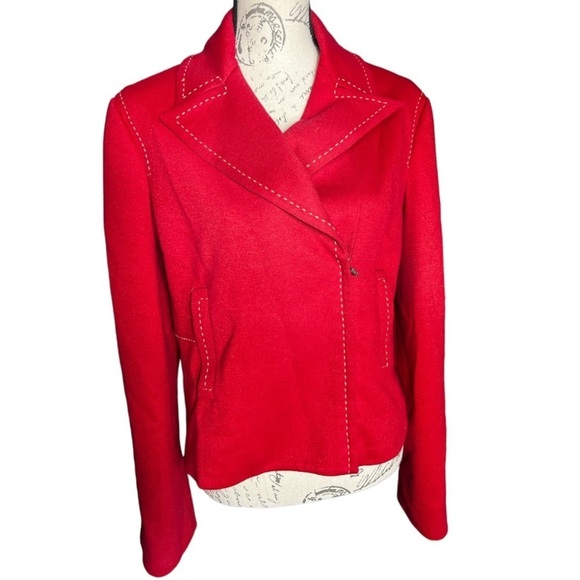 Bcbg Max Azeris red blazer with gold thread accent size 10 - Picture 1 of 10